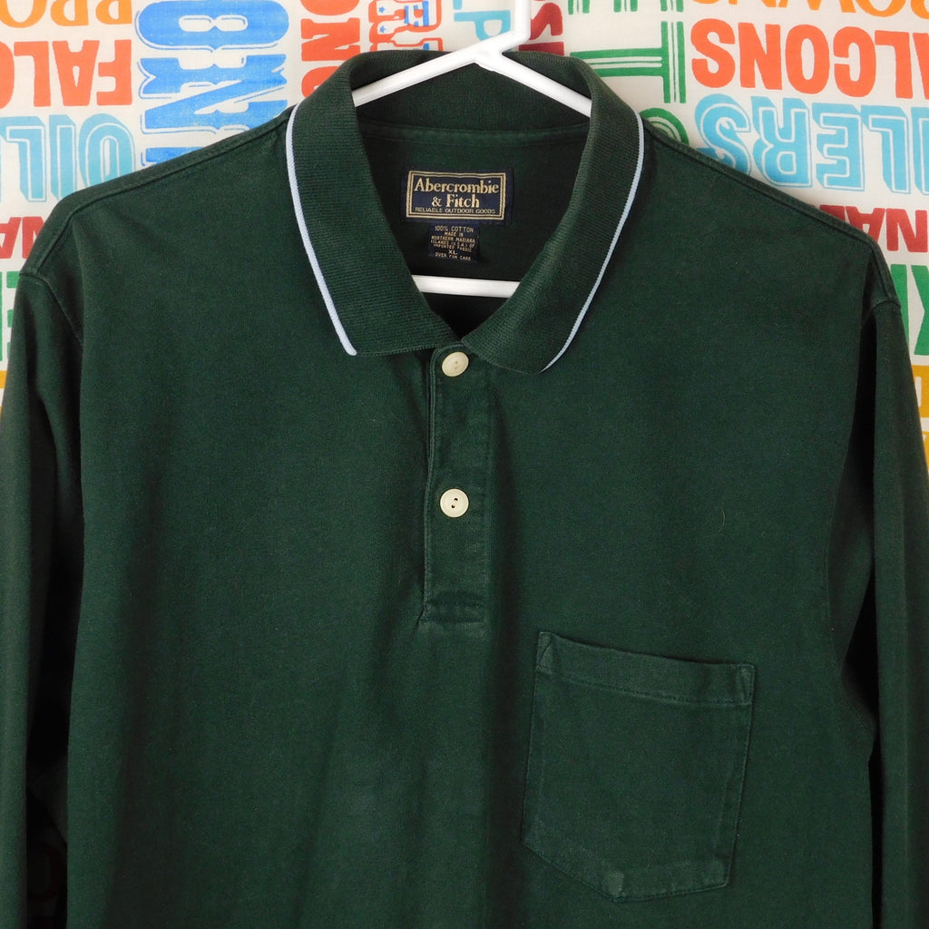 90s Abercrombie & Fitch Long Sleeve Polo Shirt - Size XL