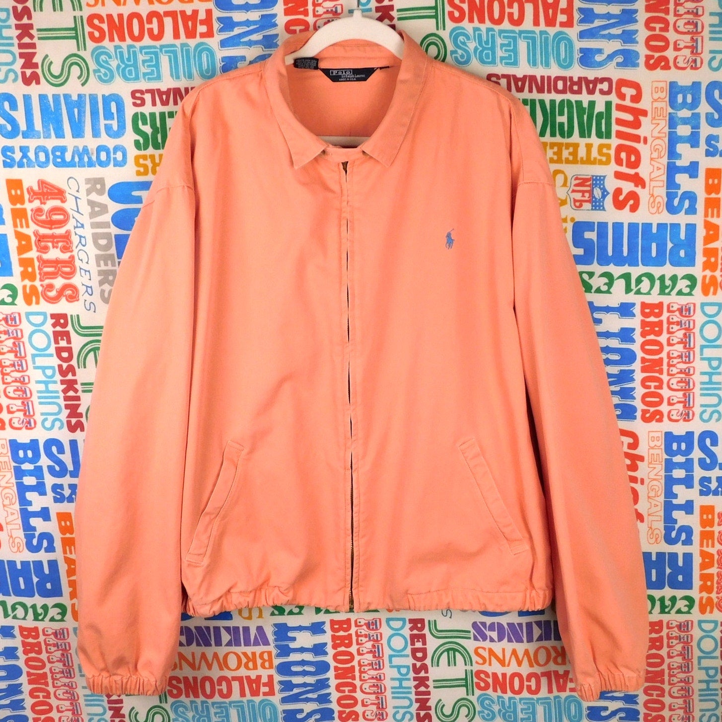 90s Polo Ralph Lauren Salmon Peach Bomber Jacket - Size 2XL