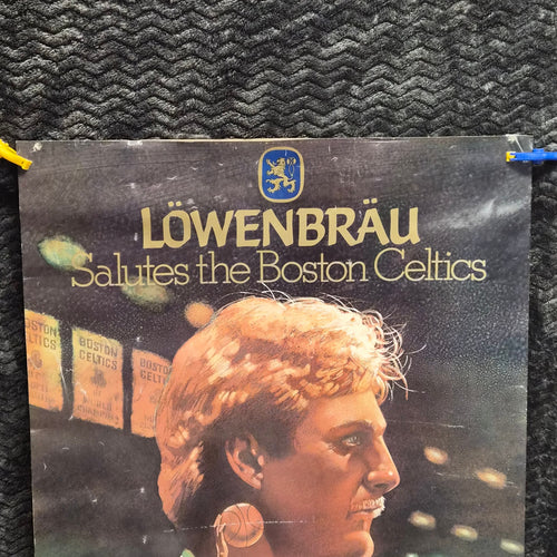 1983 Lowenbrau Salutes Boston Celtics Larry Bird Poster 20x30 Vintage Beer Ad
