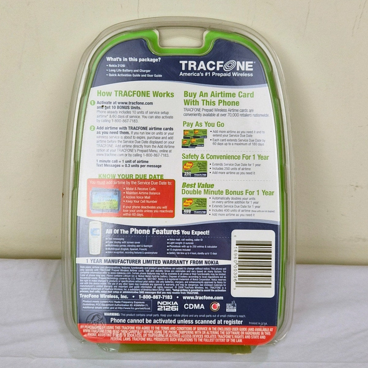 Nokia 2126i Tracfone Cell Phone New Factory Sealed 2006 Vintage