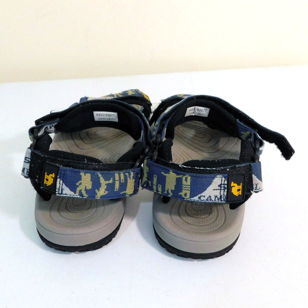 Camel Crown Mens Sandals Size 8 Blue Patterned Hook and Loop Strappy