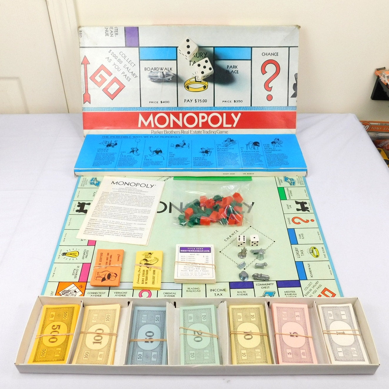 Vintage Monopoly Board Game 1974 Complete In Box Parker Brothers