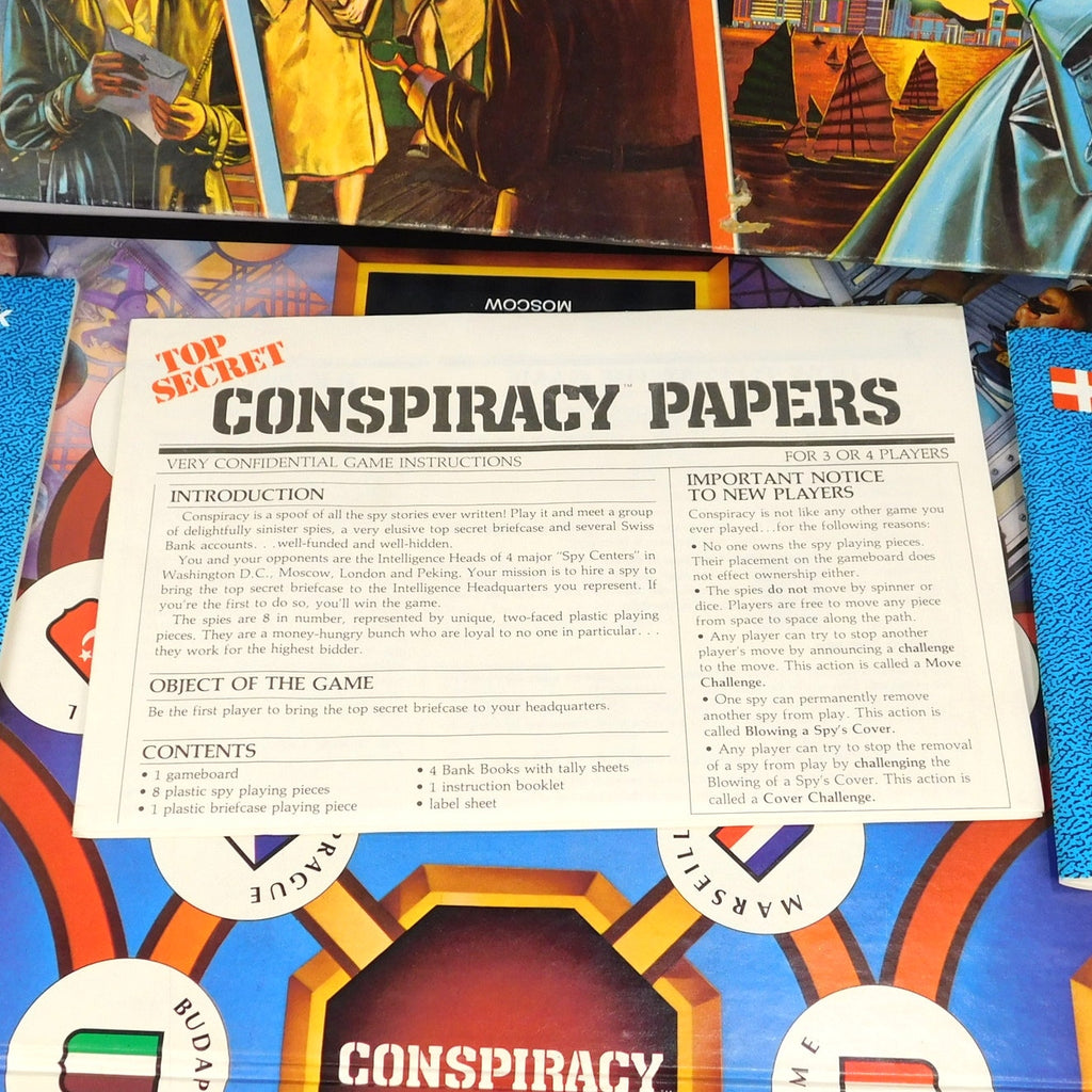 Vintage Milton Bradley Conspiracy Board Game Complete In Box 1982 Spy Mystery