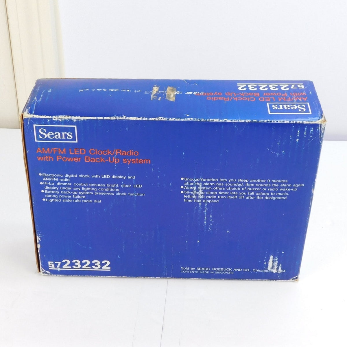 Vintage Sears 572.3232 AM FM LED Alarm Clock Radio Woodgrain Box Manual Tested