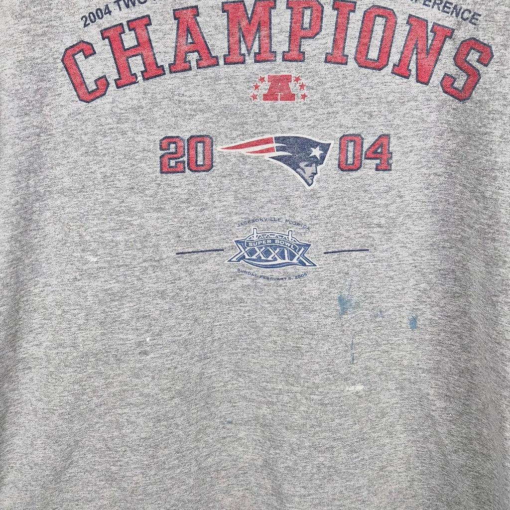 Y2K New England Patriots 2 In A Row AFC Champs T Shirt - Size L (Flawed)