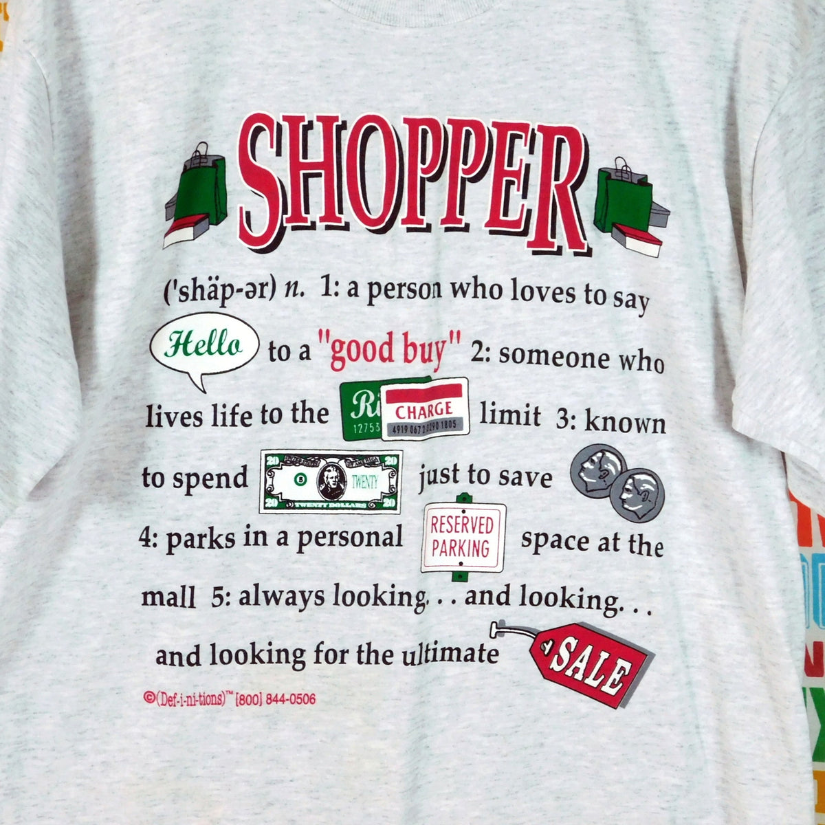 Vintage 90s Shopper T Shirt Size L Definitions Hugger Tag Gray Unworn