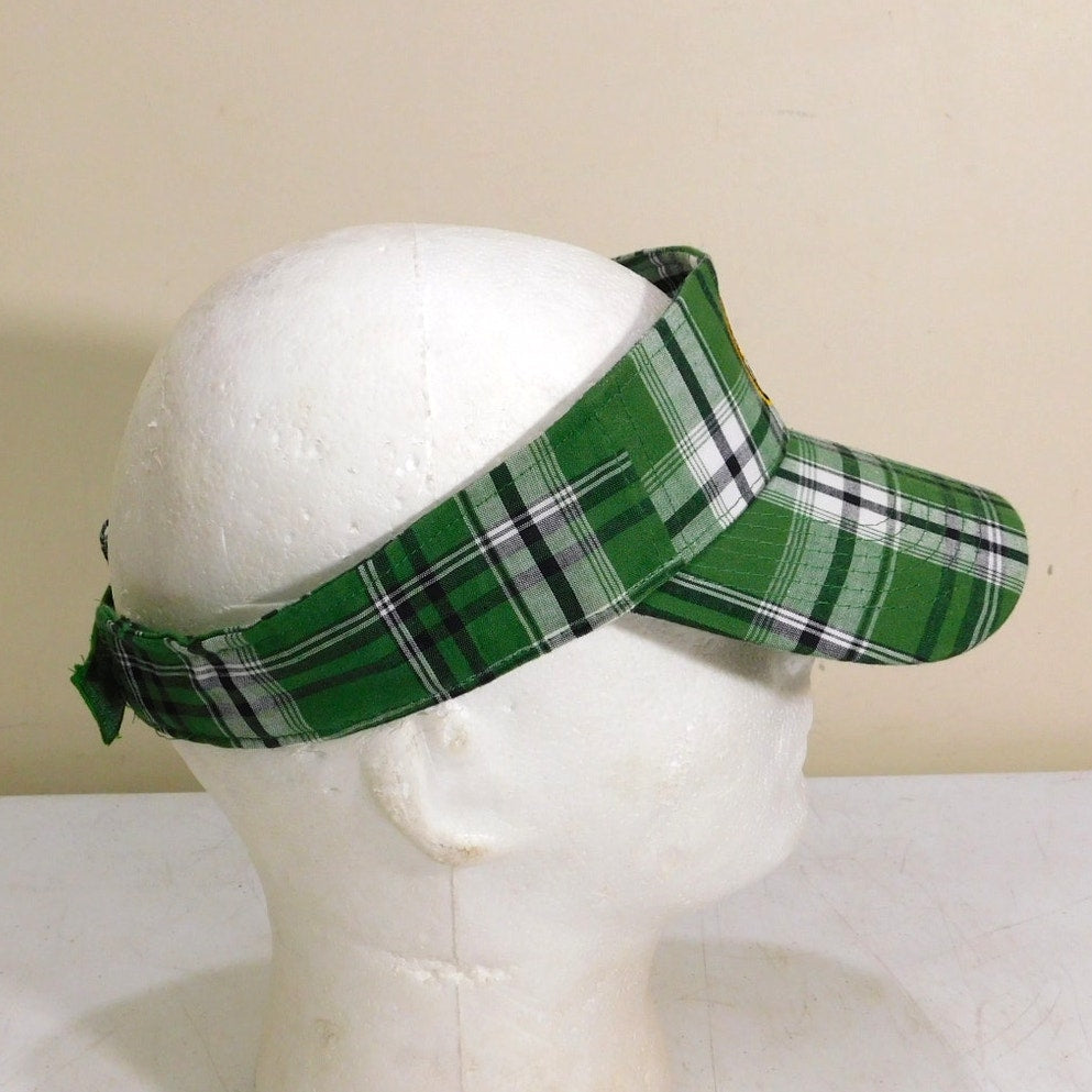 Boston Bruins Green Plaid Golf Visor Hat - Adjustable