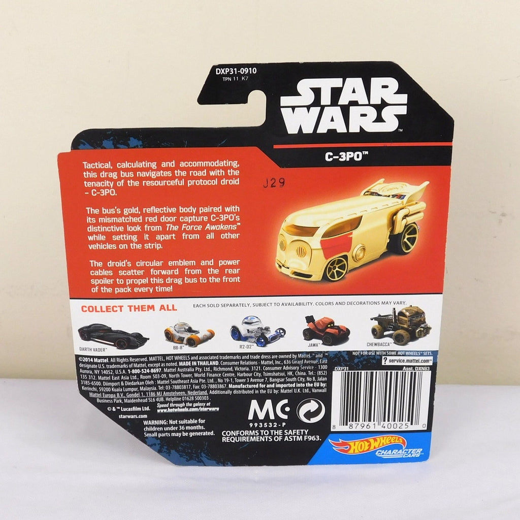 Star Wars C-3PO Hot Wheels Character Cars Diecast 2014 New Sealed 1/64