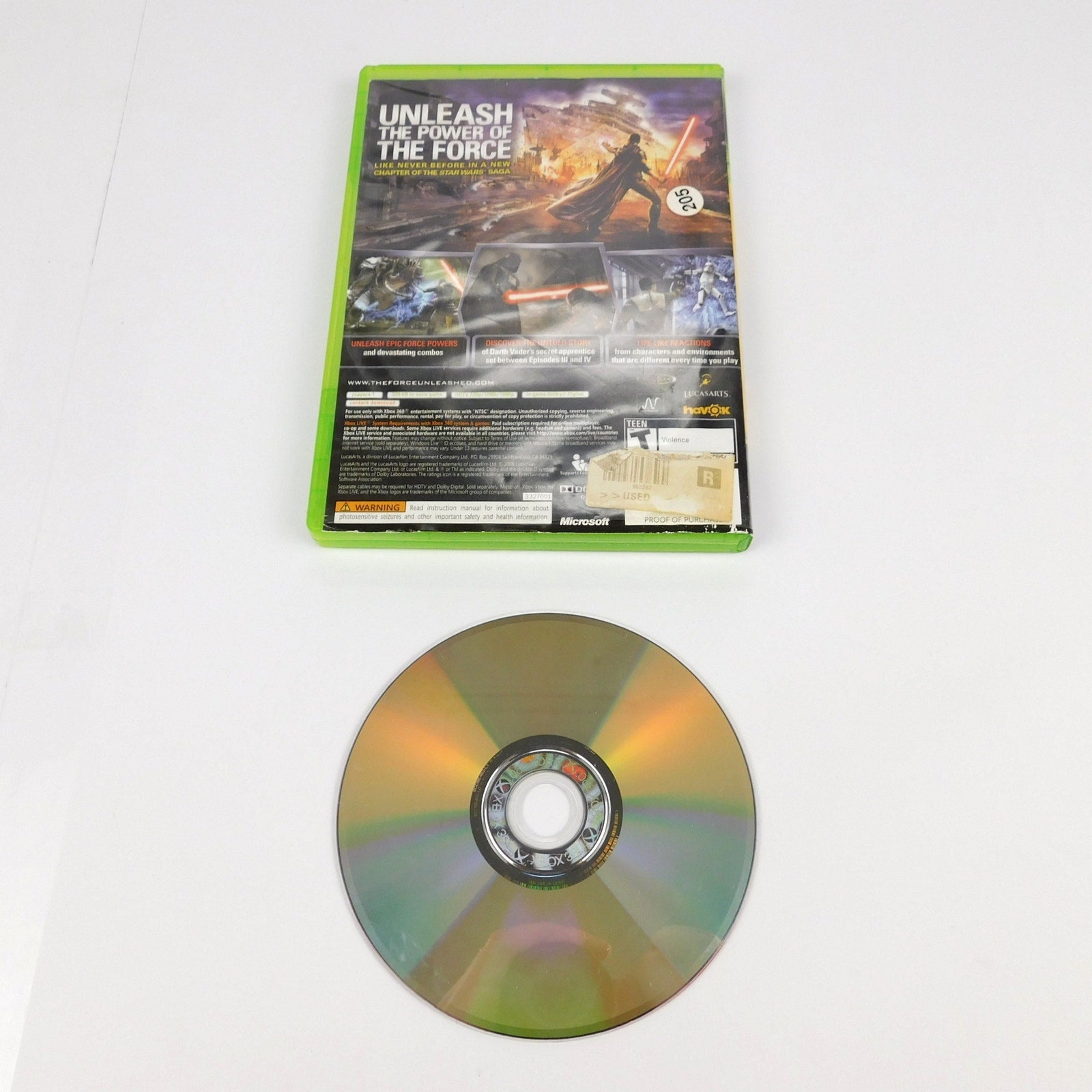 Star Wars The Force Unleashed Microsoft Xbox 360 Tested Working No Manual