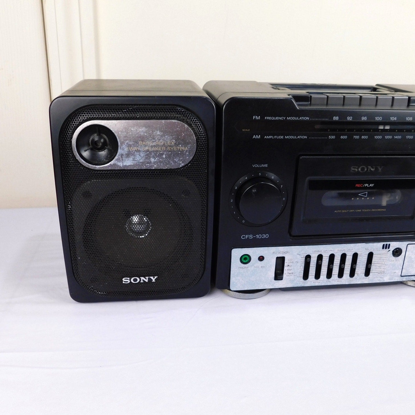 Sony CFS-1030 Portable Stereo Boombox Radio Cassette Deck Serviced New Belts 90s