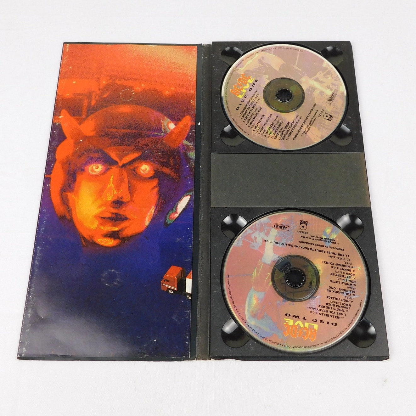 AC DC Live 2 Disc CD Set Long Box Tested w/ Poster 1992 Atco 7 92212-2