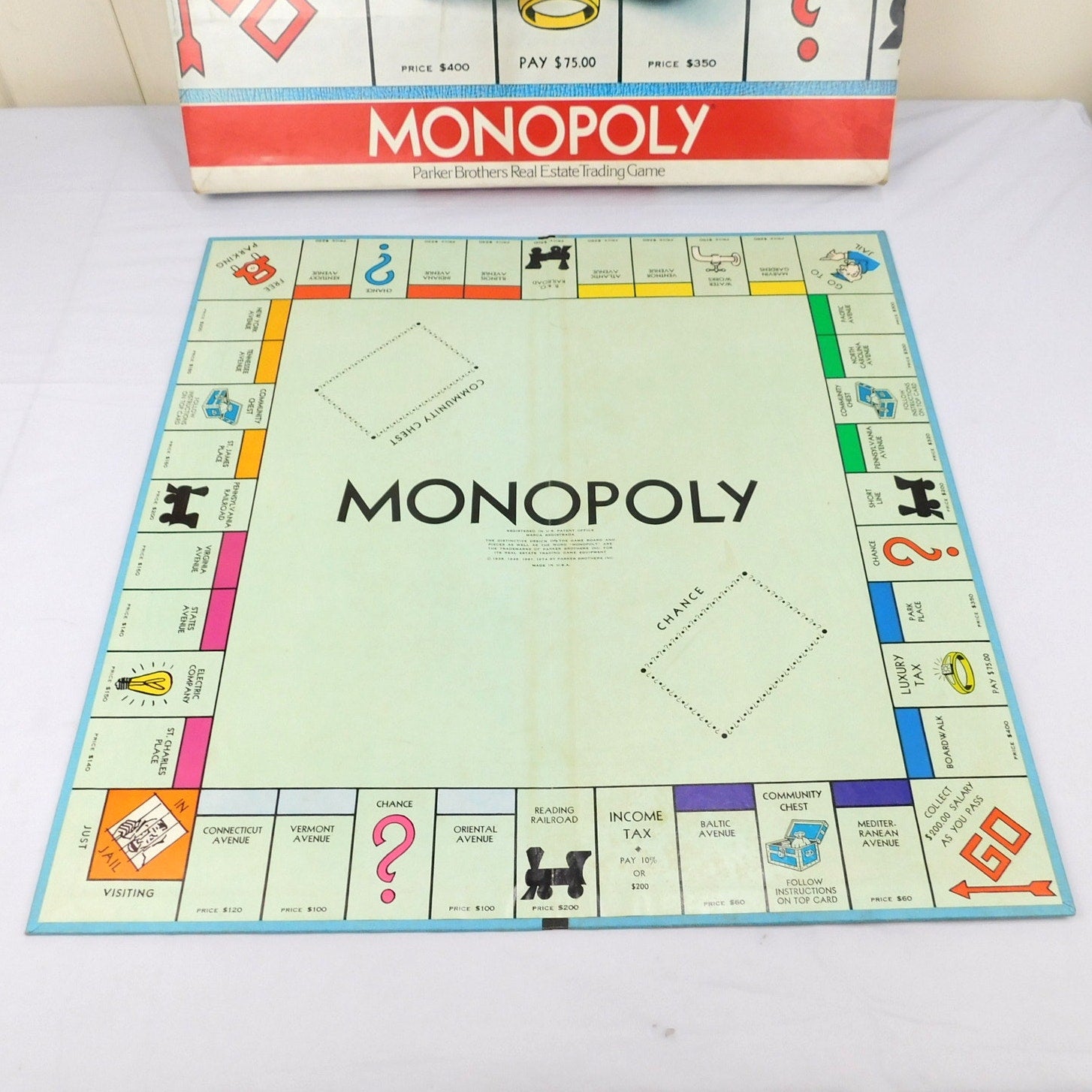 Vintage Monopoly Board Game 1974 Complete In Box Parker Brothers