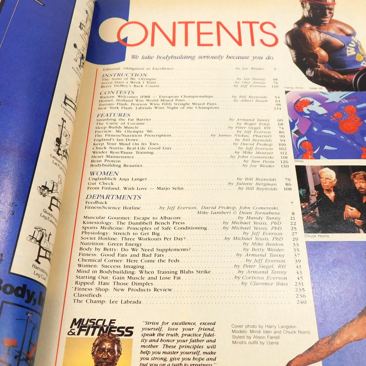 Muscle & Fitness October 1986 Chuck Norris Mindi Iden Bodybuilding Magazine