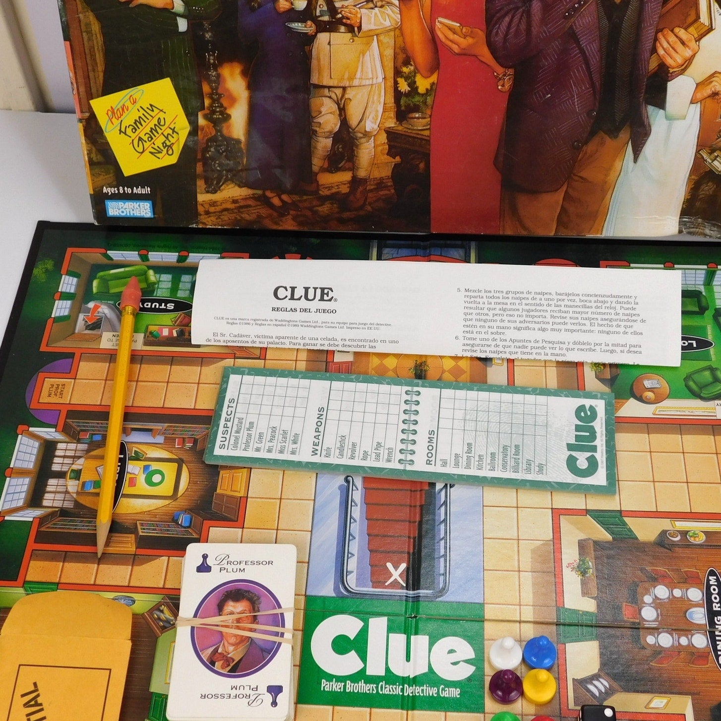1998 Parker Brothers Clue Classic Detective Board Game Complete CIB