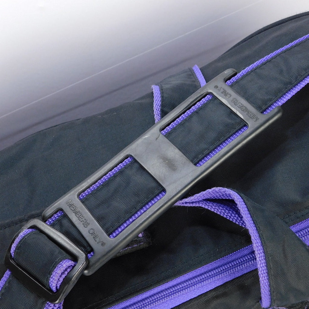 Vintage Members Only Duffel Bag Black Purple Nylon Travel Gym Weekend Bag