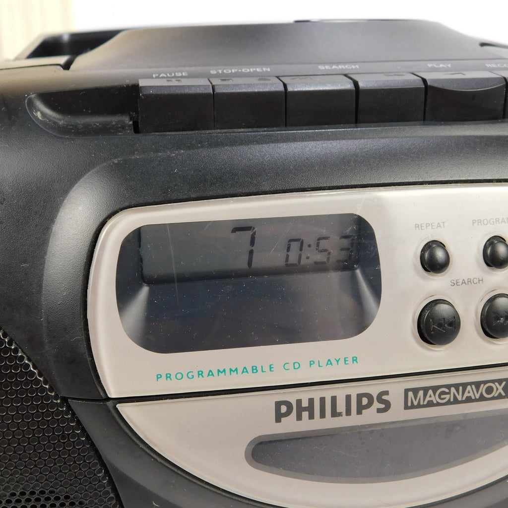 Philips Magnavox AZ1002 Portable Stereo Boombox CD Cassette Radio Tested Working