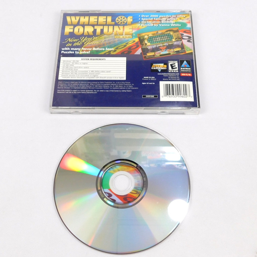 Wheel Of Fortune PC CD ROM Game Tested 1998 Hasbro Interactive Complete In Case