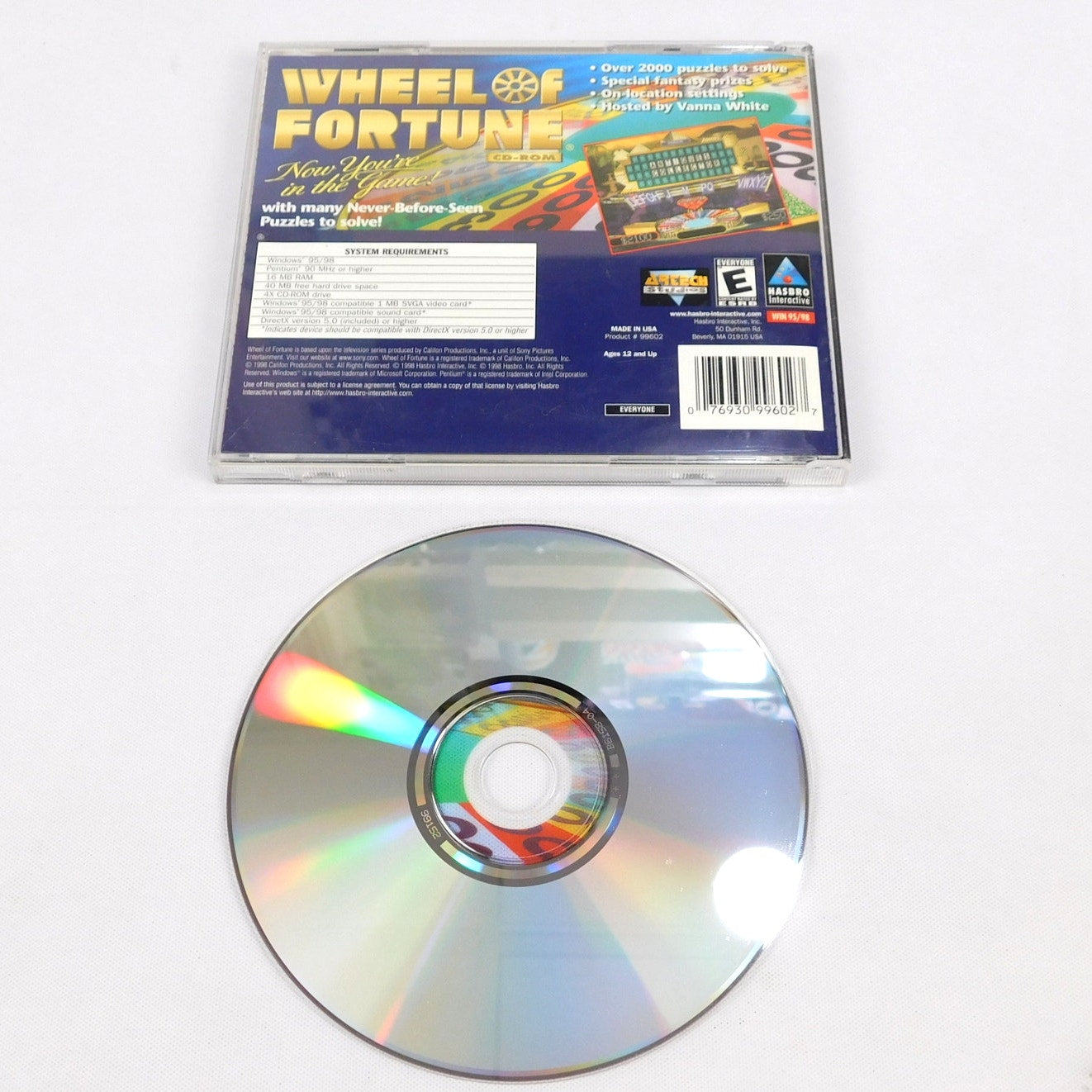 Wheel Of Fortune PC CD ROM Game Tested 1998 Hasbro Interactive Complete In Case