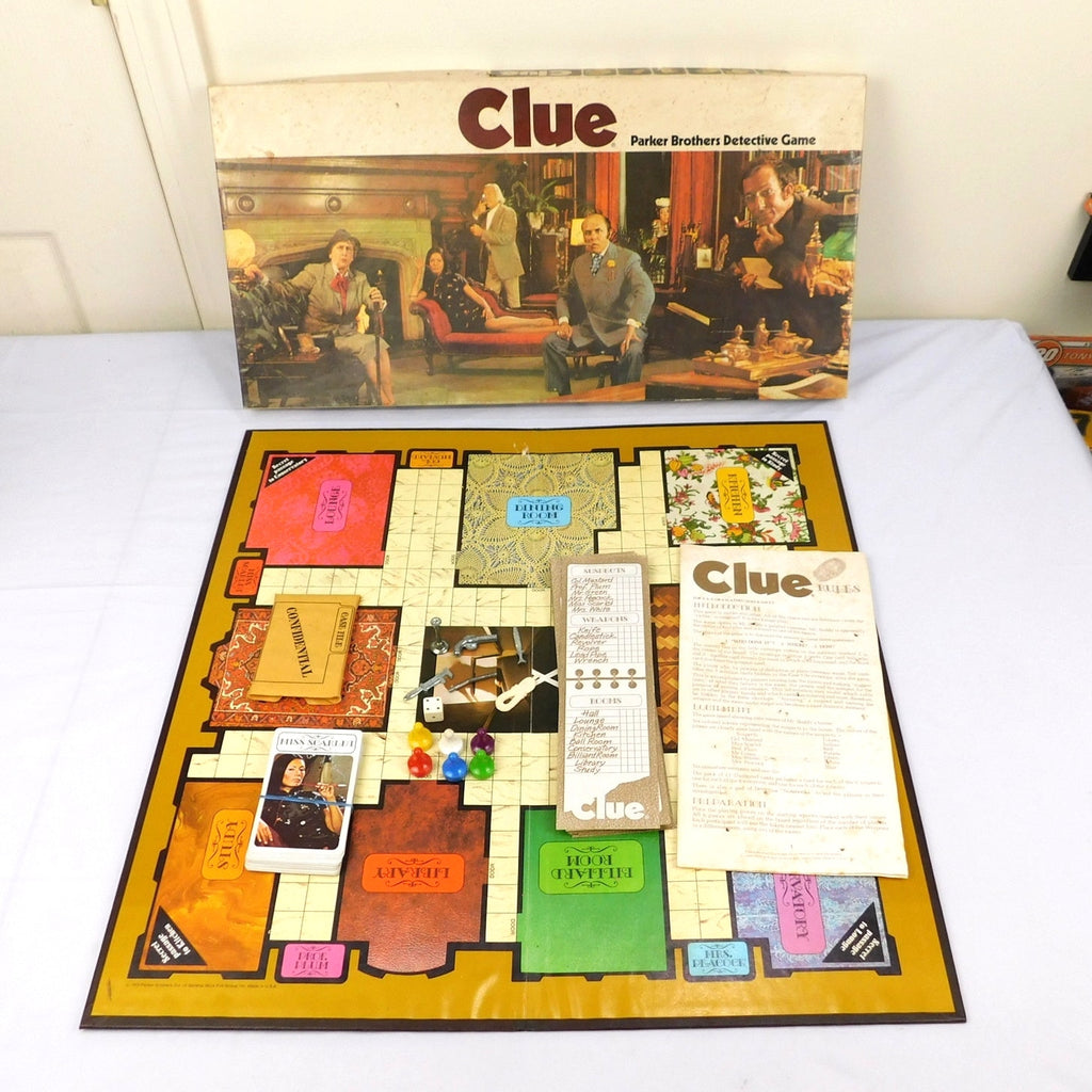 Vintage Clue Board Game 1972 Parker Brothers Complete In Box Detective Mystery