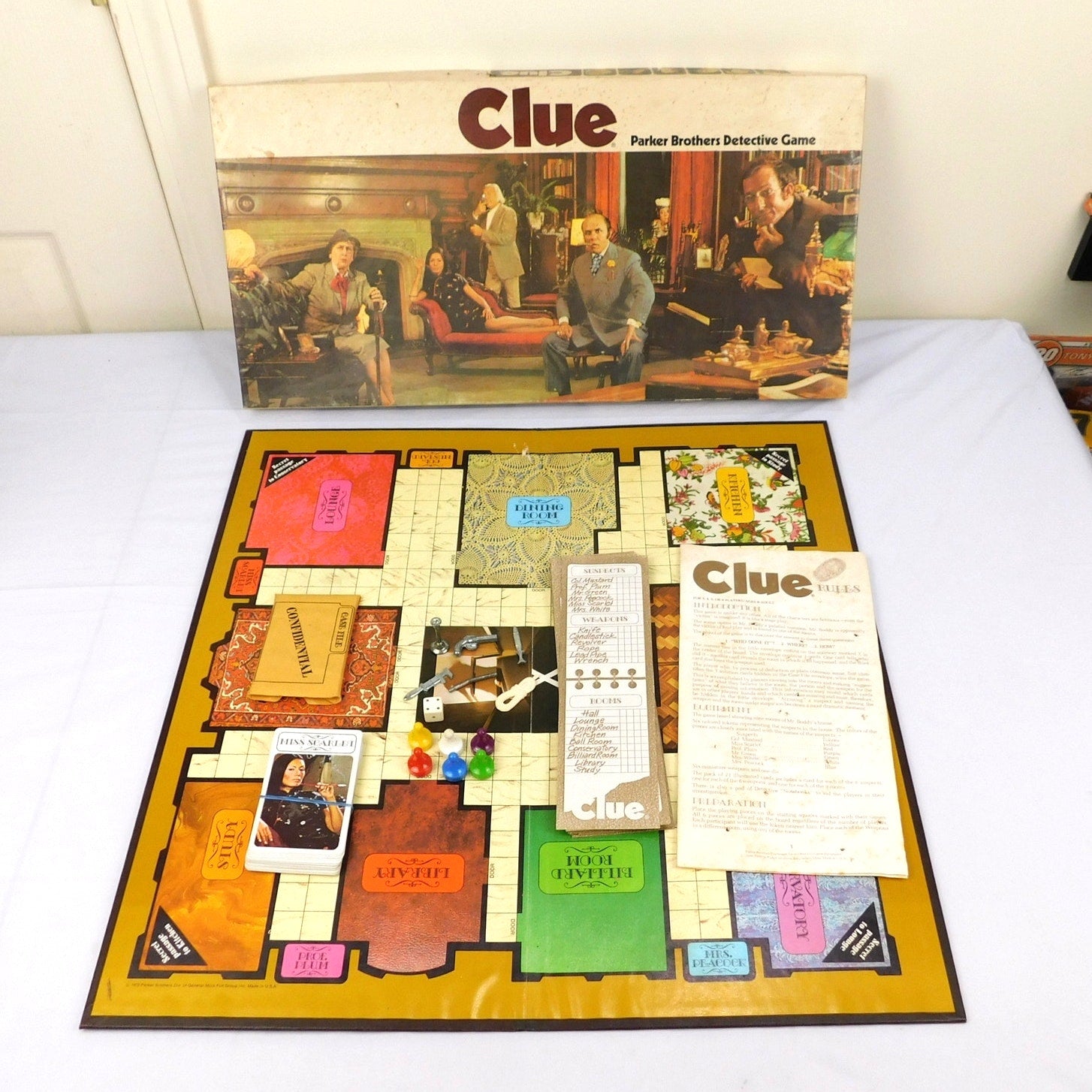Vintage Clue Board Game 1972 Parker Brothers Complete In Box Detective Mystery