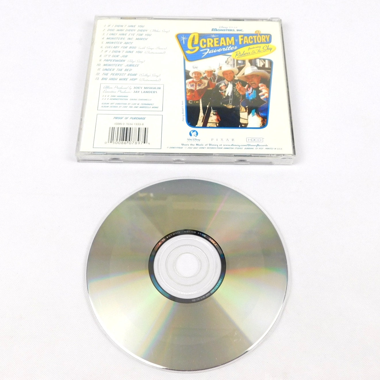 Monsters Inc Scream Factory Favorites CD 2002 Tested Disney Records 60789-7