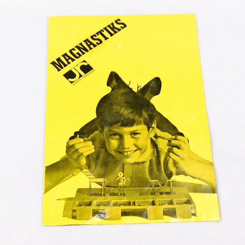 Vintage JR Magnastiks Magnetic Construction Toy Set w/ Box and Manual 1968