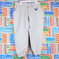 True Religion Sweatpants Size M Joggers Gray Drawstring Navy Blue Horseshoe Logo