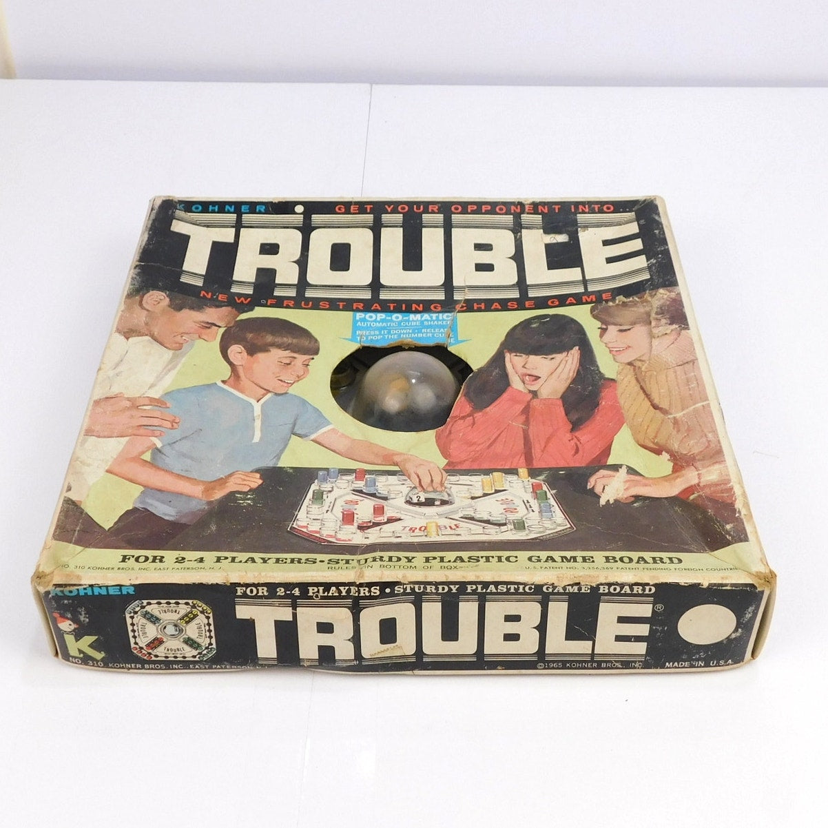 Vintage 1965 Kohner Trouble Pop-O-Matic Board Game Complete In Box No. 310