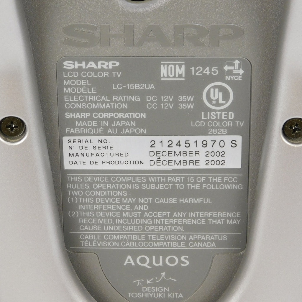 Sharp LC-15B2UA 15" LCD TV Tested Working 4:3 Retro Gaming No Remote 2002