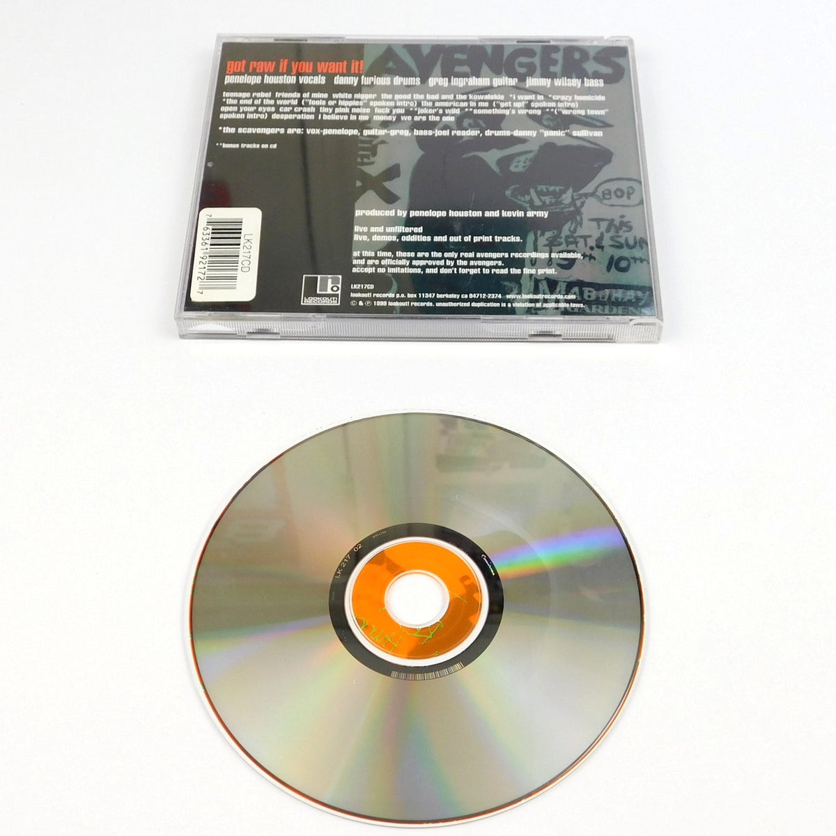 The Avengers Died for Your Sins CD 1999 Tested Lookout Records LK217CD OOP Punk