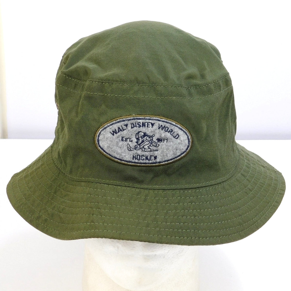 Vintage Walt Disney World Hockey Bucket Hat Mickey Mouse Green Nylon OSFA