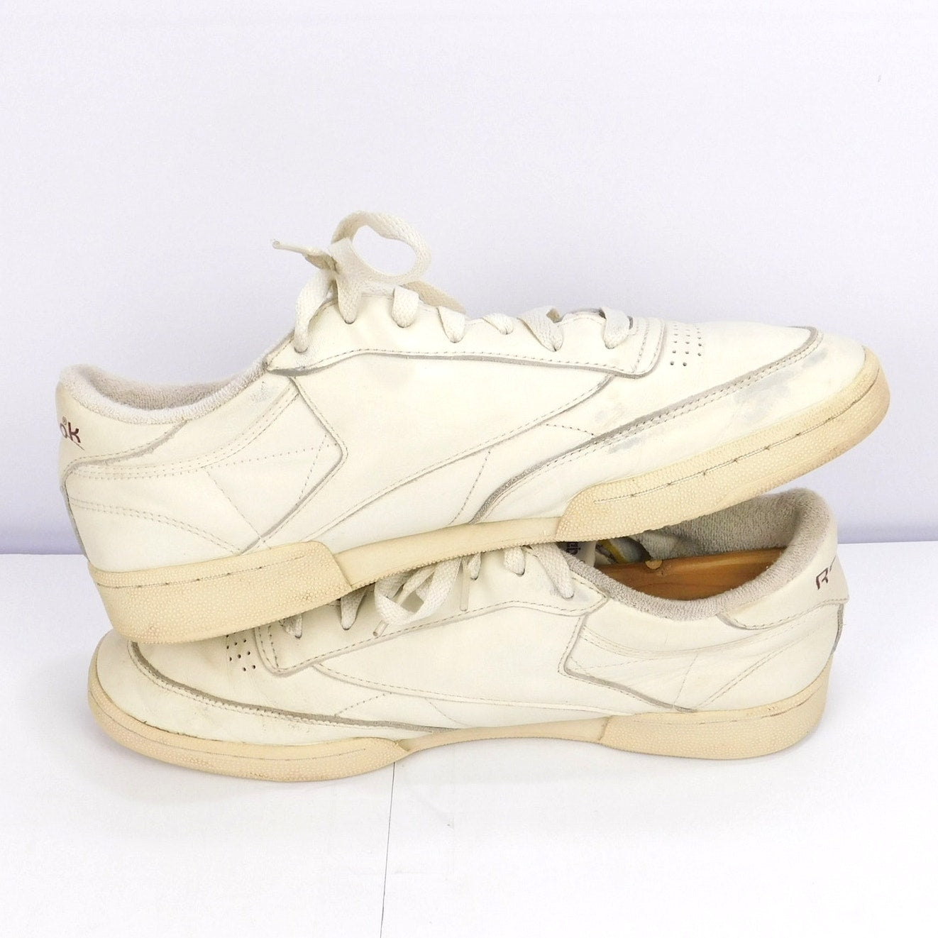 Vintage 90s Reebok Club C Sneakers Size Men's 11.5 Soft Leather White Beige