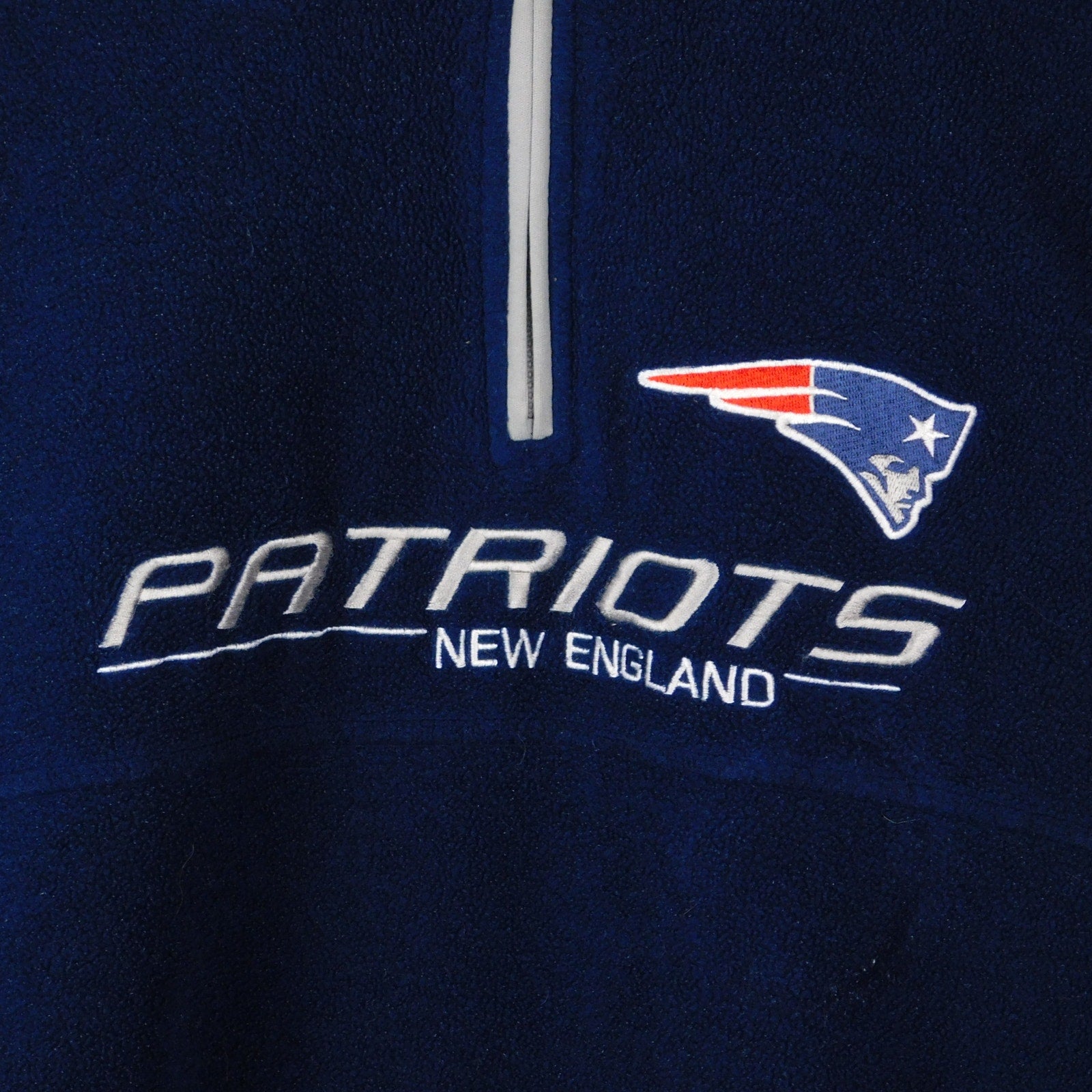 Y2K New England Patriots 1/4 Zip Spellout Fleece - Size L