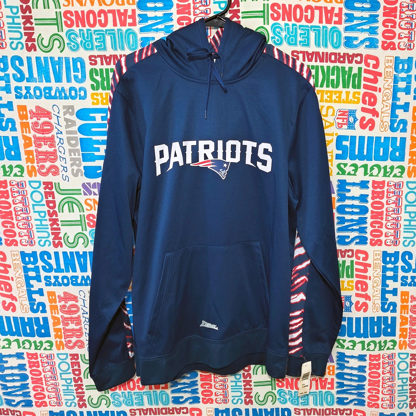 New England Patriots Zubaz Hoodie - Size L - New With Tags