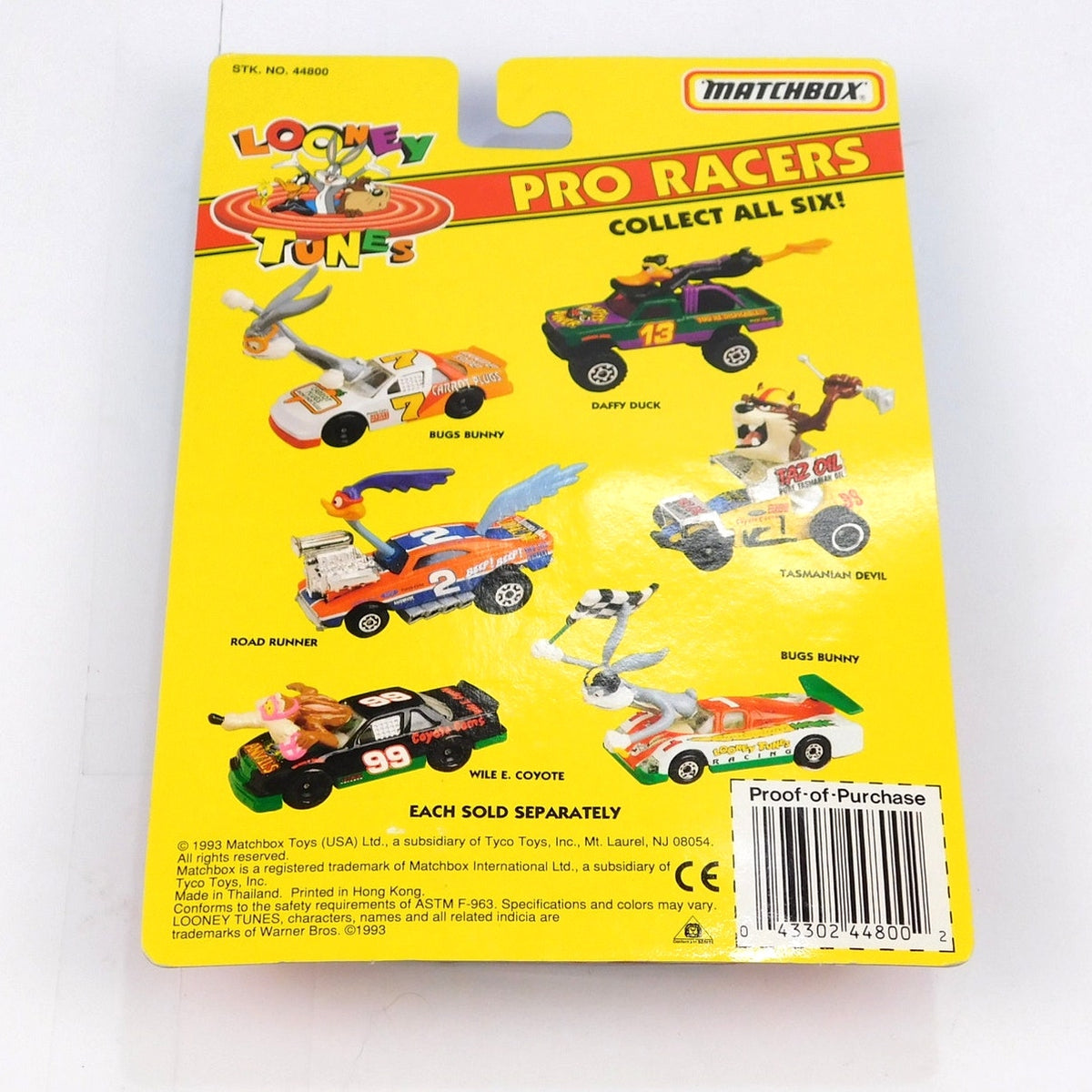 1993 Matchbox Looney Tunes Pro Racers Bugs Bunny #7 Car Sealed New on Card