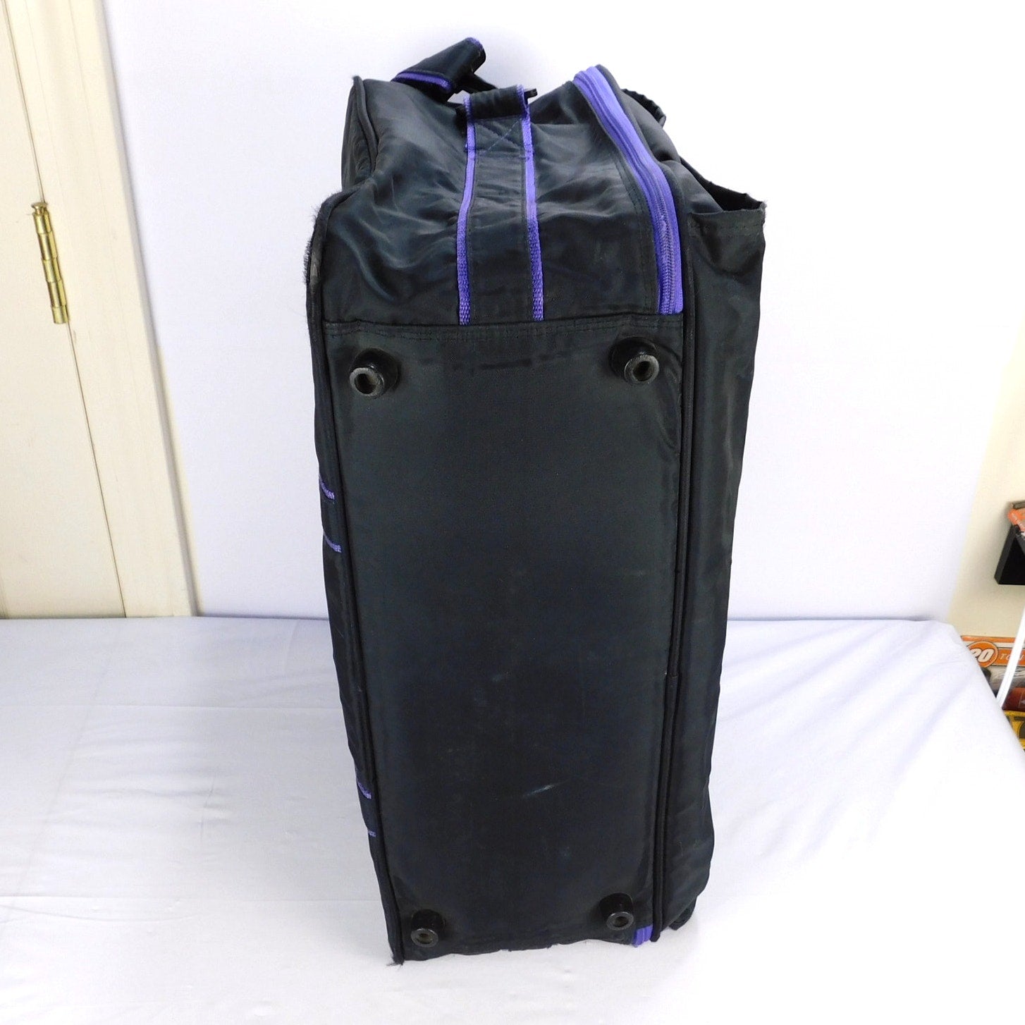 Vintage Members Only Duffel Bag Black Purple Nylon Travel Gym Weekend Bag