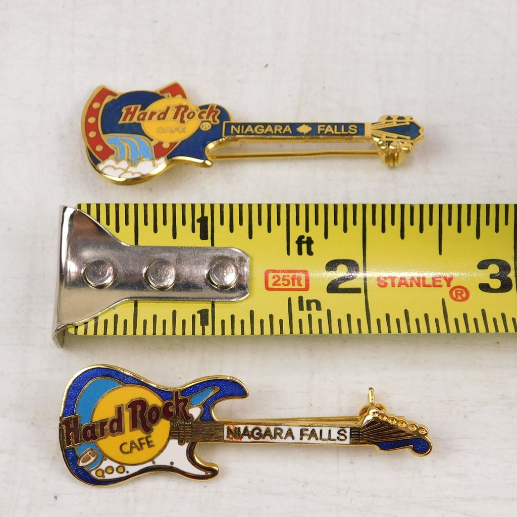 Hard Rock Cafe Niagara Falls Guitar Pins Lot of 2 Gold Tone Enamel 2.25 Inch