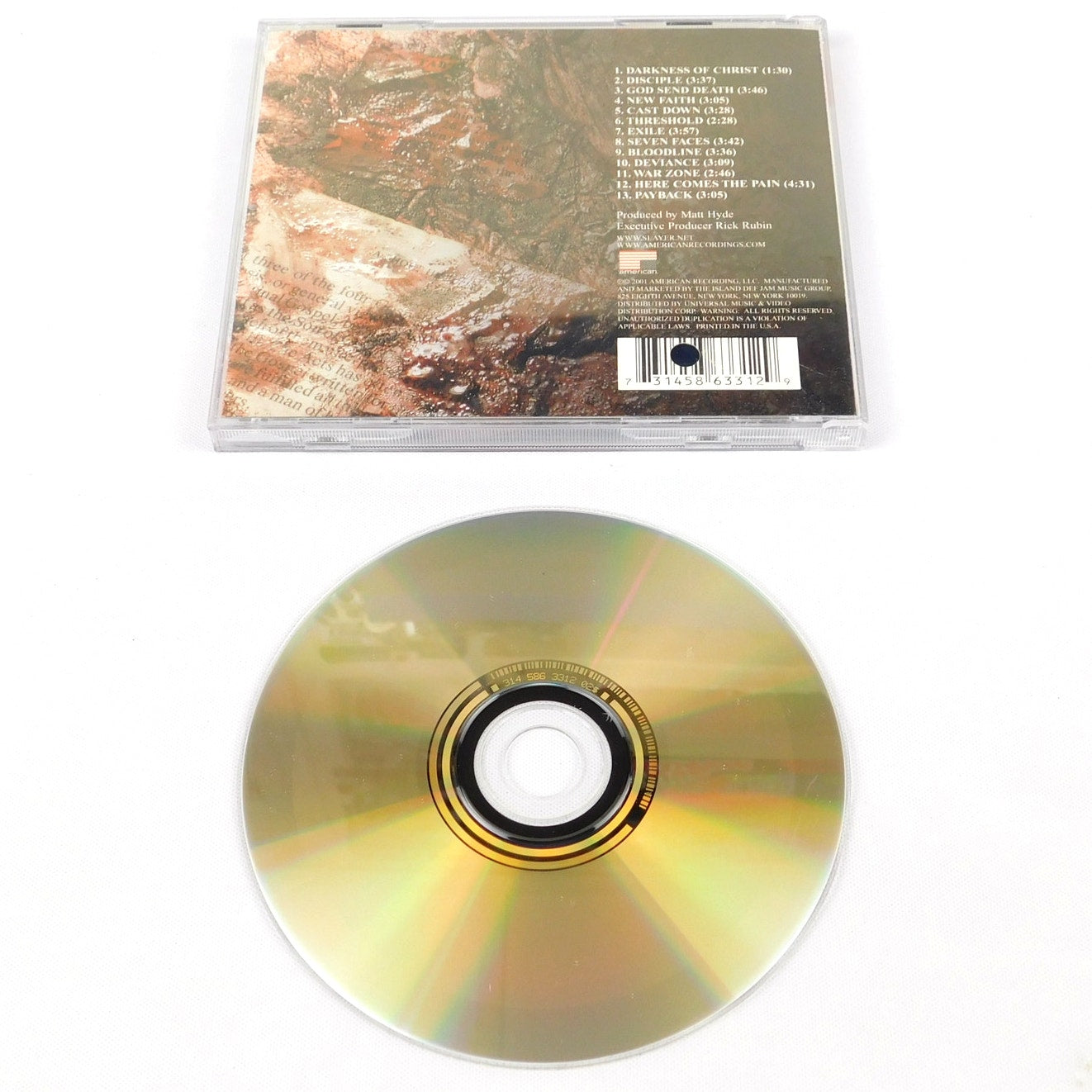 Slayer God Hates Us All Promo CD 2001 Tested Advance American 314 586 331-2