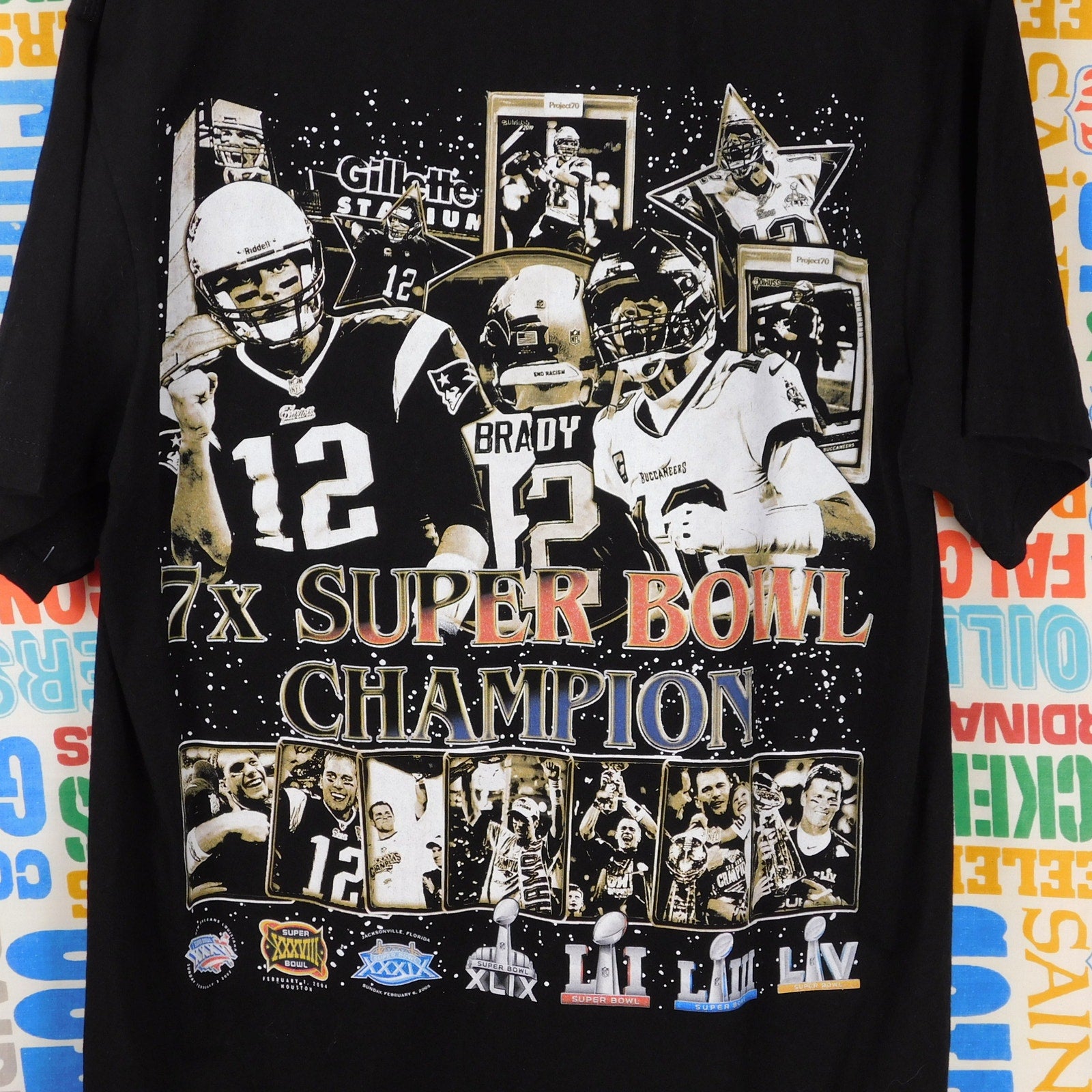 Tom Brady GOAT Big Graphic Double Sided T Shirt - Size L