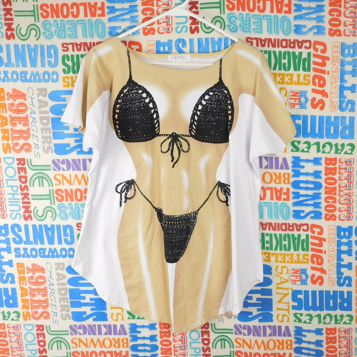 Heat Swimwear Bikini Body Graphic T Shirt Novelty Beach Cover Up Sized XL