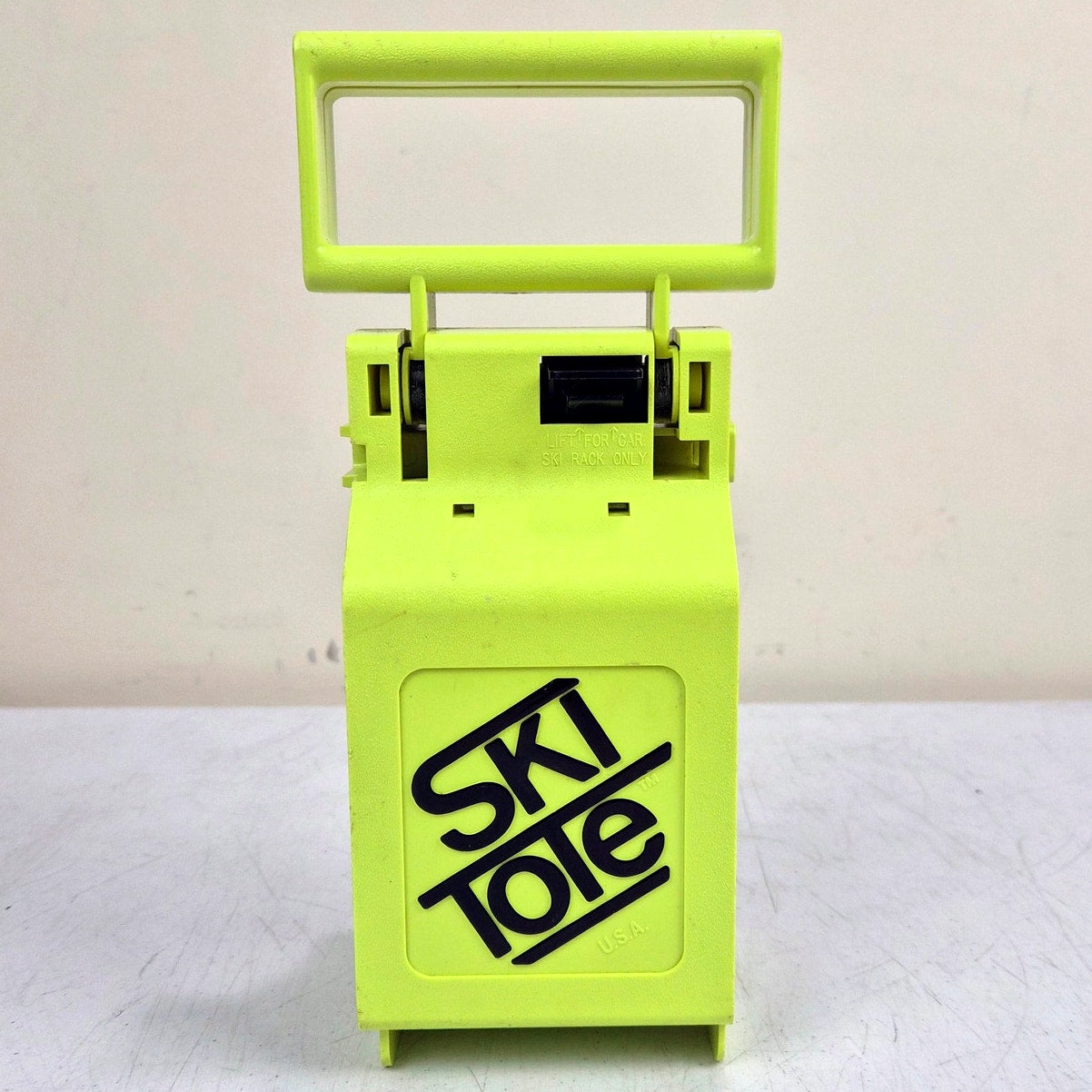 Vintage Ski Tote Locking Ski Transport Carrier System Handled Neon Green Black