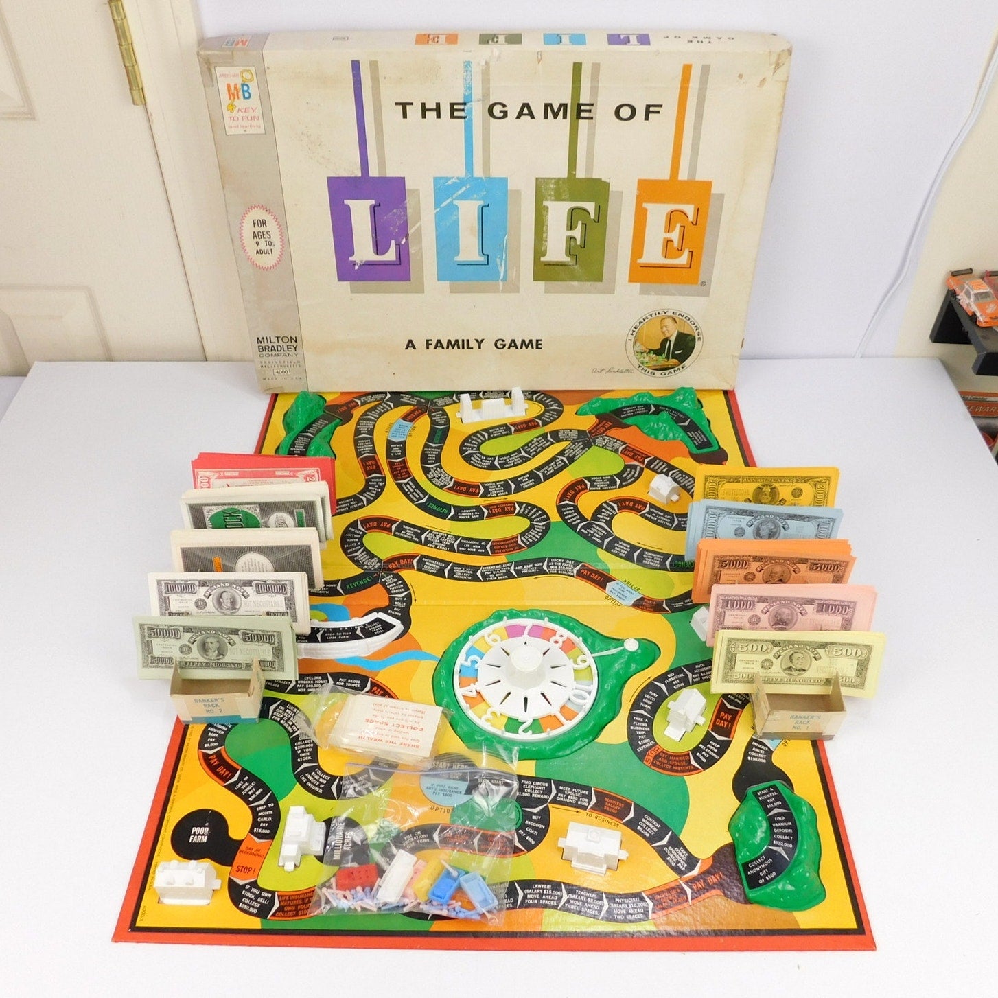 Vintage 1960 Milton Bradley The Game of Life Board Game Complete Art Linkletter