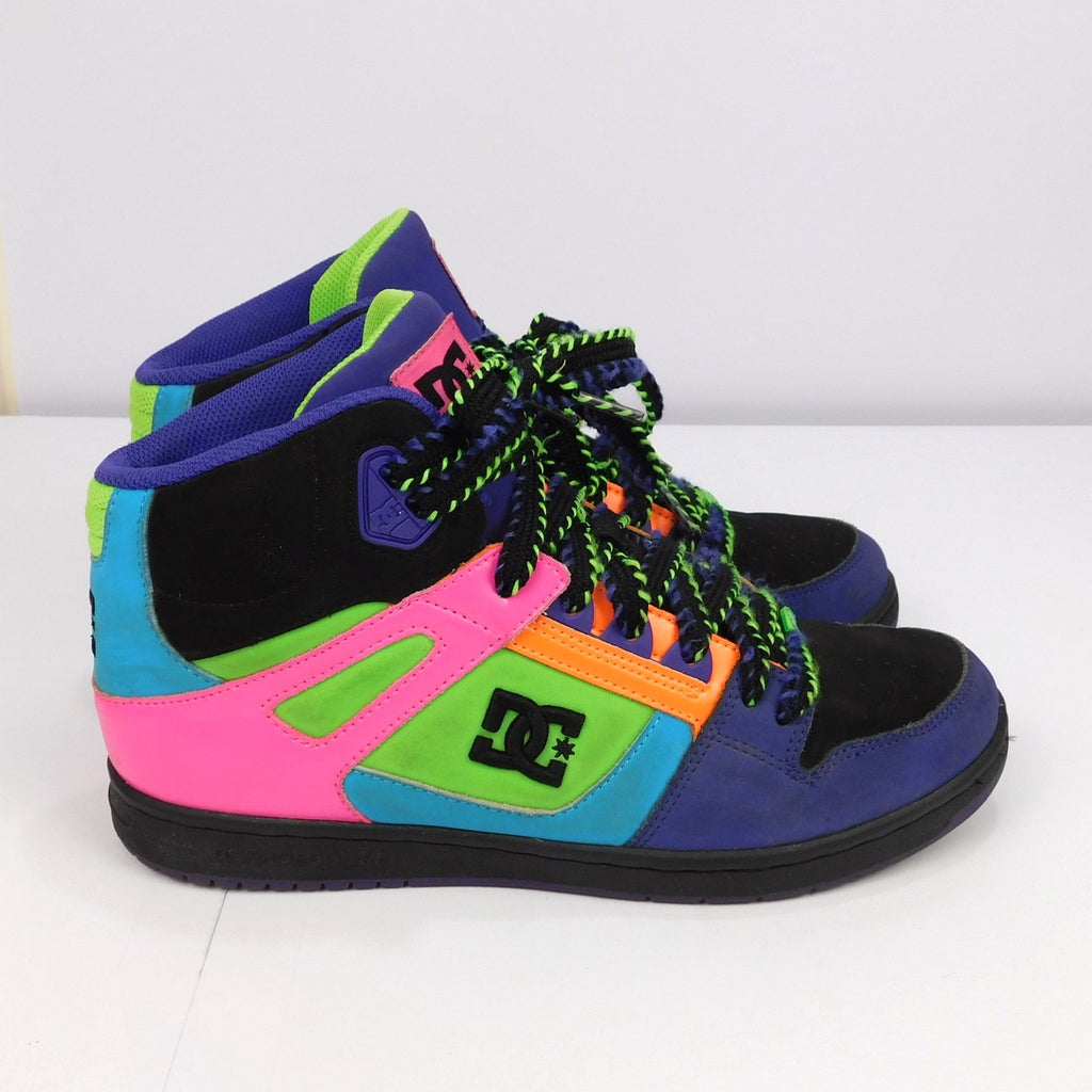 DC Rebound Hi High Top Skate Shoes Women's Size 10 Neon Pink Green 302164