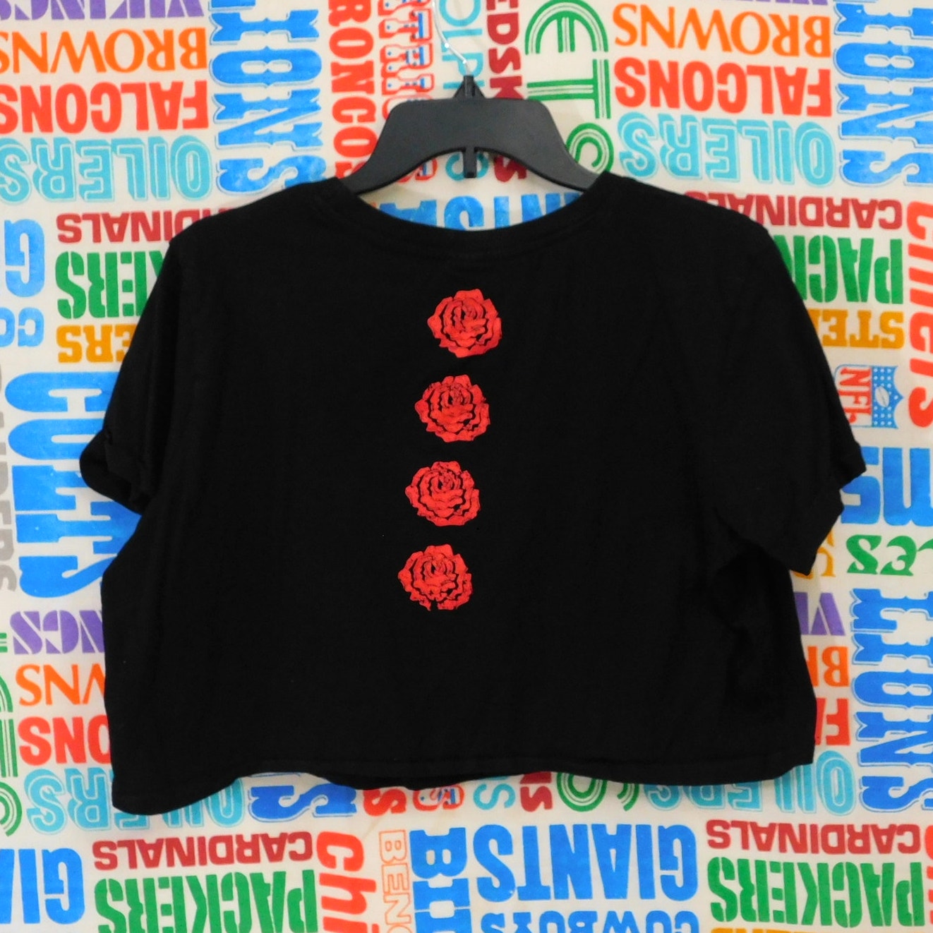 La Luna Rose Flower Skull Cropped Tee - Size L