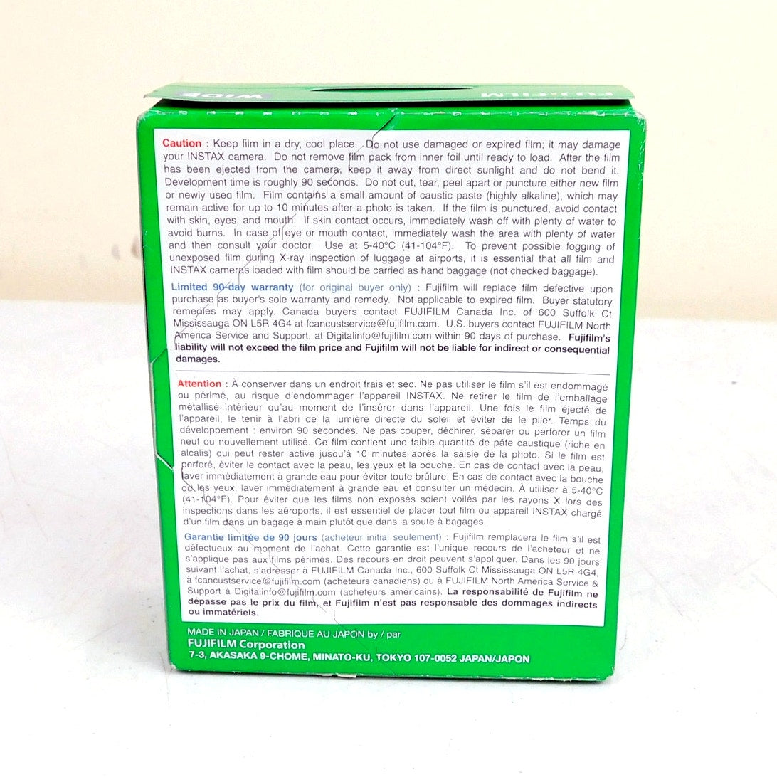 Fujifilm Instax Wide Film 20 Exposures 10 x 2 Factory Sealed New Expired 2018-09