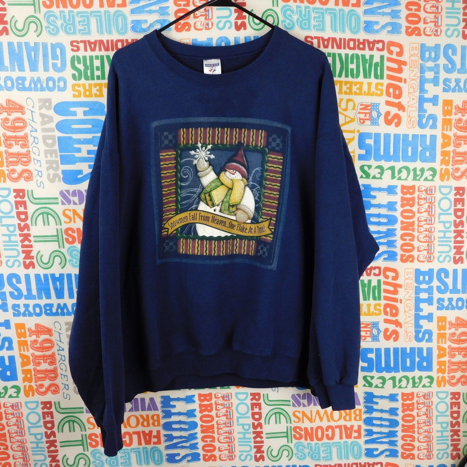 90s Snowmen Fall From Heaven One Flake At A Time Sweatshirt - Size XL
