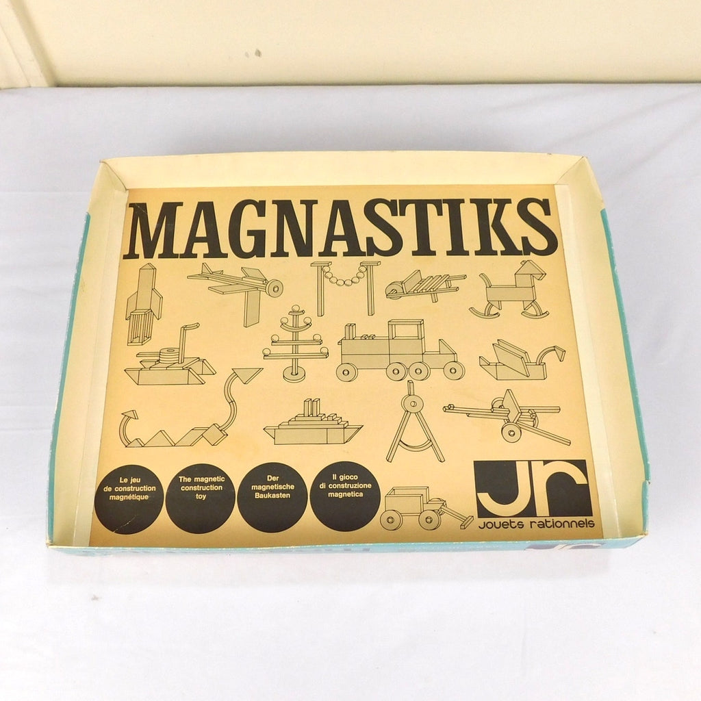 Vintage JR Magnastiks Magnetic Construction Toy Set w/ Box and Manual 1968