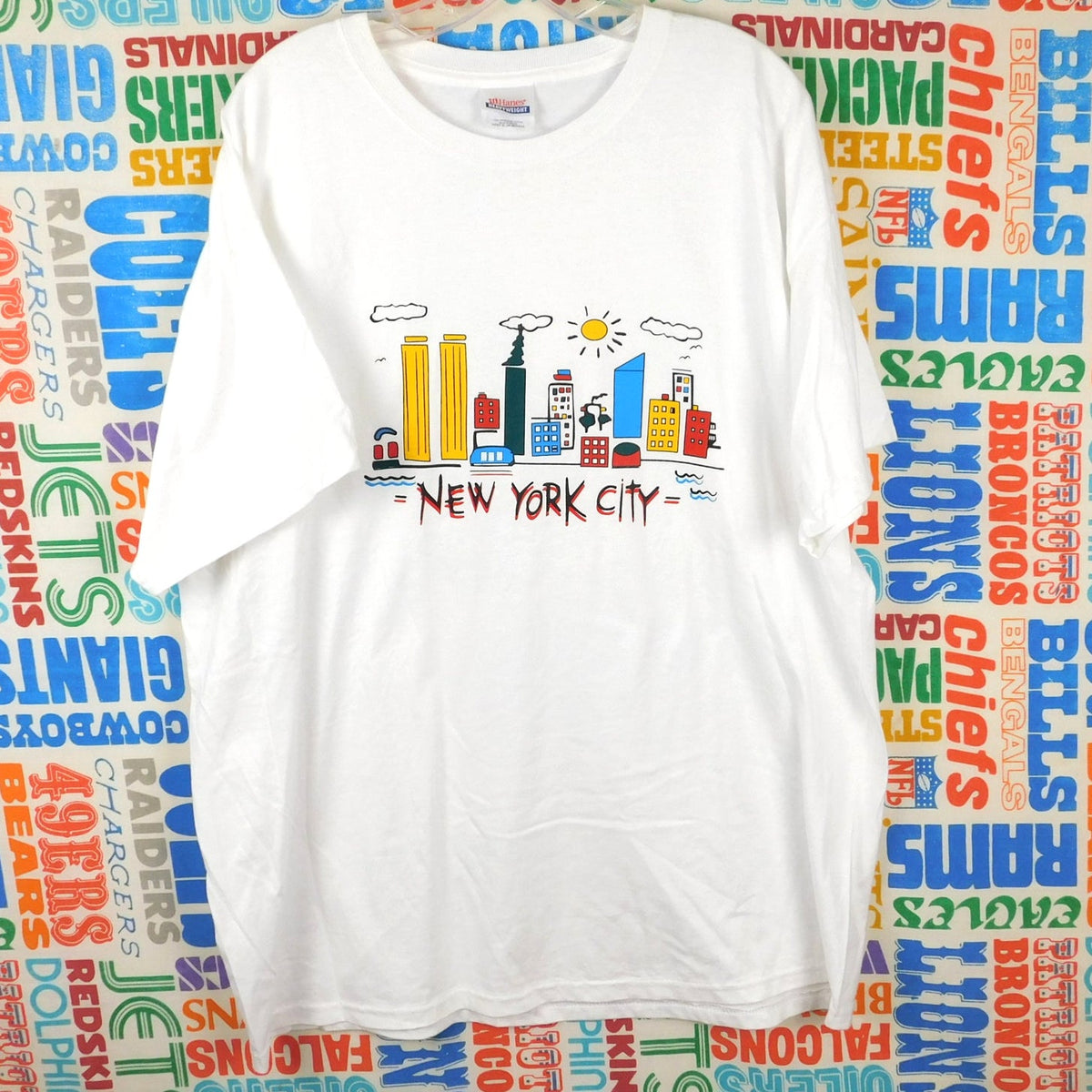 90s NYC Twin Towers New York City Skyline Graphic Tee - Size XL