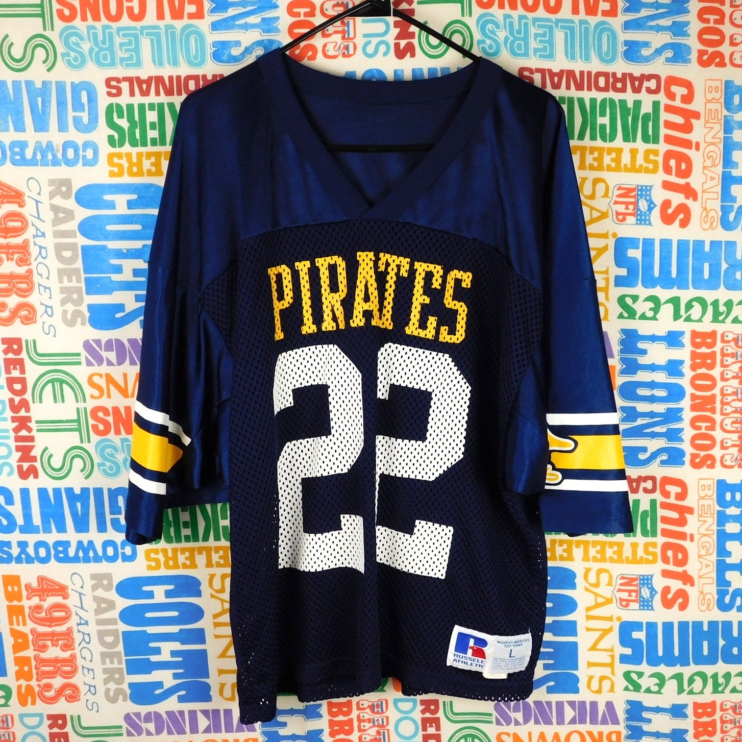 90s Russell Athletic Pirates Mesh Football Jersey - Size L