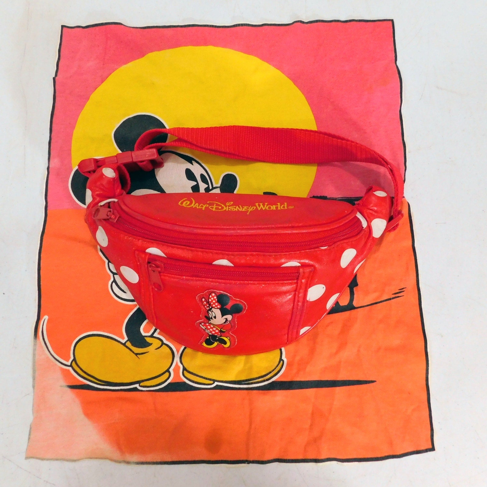 Vintage Walt Disney World Kids Minnie Mouse Belt Bag Fanny Pack Faux Leather